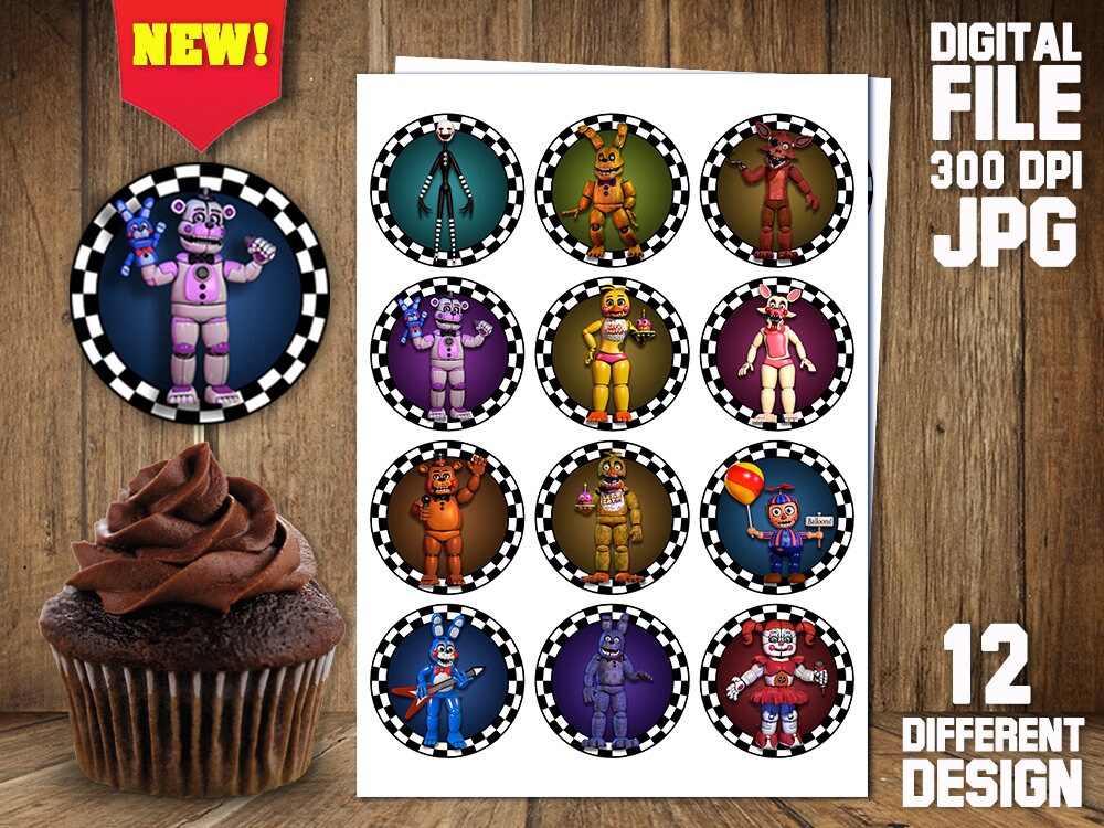 FNAF Cupcake Toppers digital Five Nights At Freddy's | Etsy