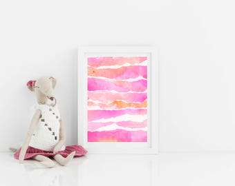 Pink Abstract Watercolor Print, Digital Download from Original Painting