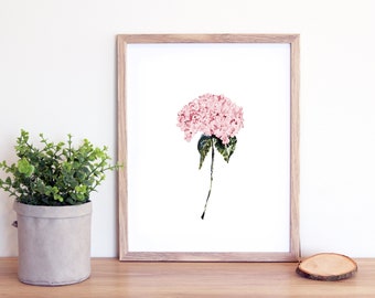 Pink Single Hydrangea Watercolor Printable Art