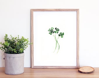 Watercolor Four Leaf Clover Printable