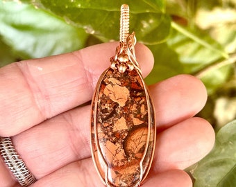 Natural Jasper, Jasper Pendant Copper Wire Wrapped Pendant Jasper Gemstone Pendant Copper Handmade Pendant Jewelry For Gift