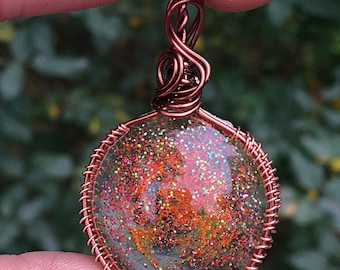Copper wire wrapped handcrafted cabochon, copper wire wrapped, wire wrapped, handcrafted cabochon, boho pendant, witchy necklace