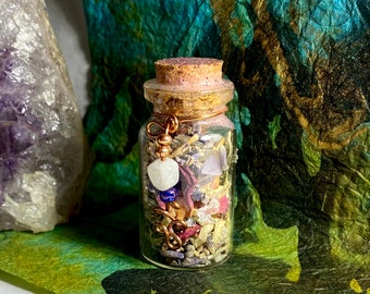 Charm bottle, intention bottle, witch necklace, goth, magic bottle, witch bottle, magic herbs, spells