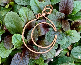 Copper wire wrapped, wire wrapped, crescent moon, crescent moon pendant, moon pendant, witch necklace, wire moon pendant,