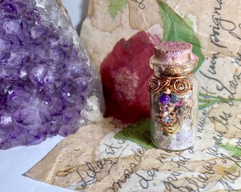 Charm bottle, intention bottle, witch necklace, goth, magic bottle, witch bottle, magic herbs, spells