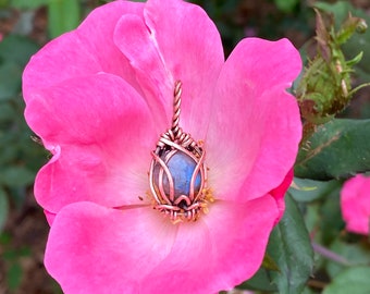 Wire wrapped, copper wire wrapped, copper wrapped labradorite, healing stone, labradorite