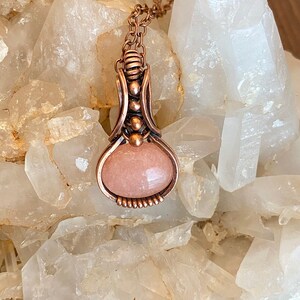 Wire wrapped, copper wire wrapped, pink jade pendant, handmade jewelry, jewelry for her, jade jewelry, wire wrapping