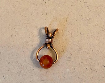 Wre wrapped, copper wire wrapped, carnelian pendant, handcrafted jewelry, gemstone pendant , jewelry for him, copper wrapped