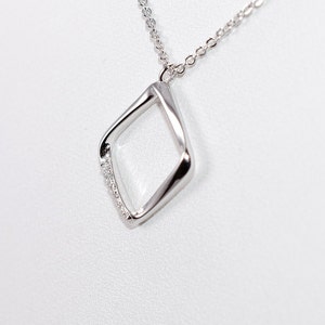 Square Cubic Zirconia Sterling Silver Necklace, Diamond Necklace, Gift for Mom, Gift for Her, Mother&#39;s Day, Dainty Necklace