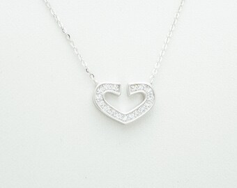 Heart Pendant Sterling Silver Necklace, Silver Necklace, Heart Pendant, Necklace for Her,