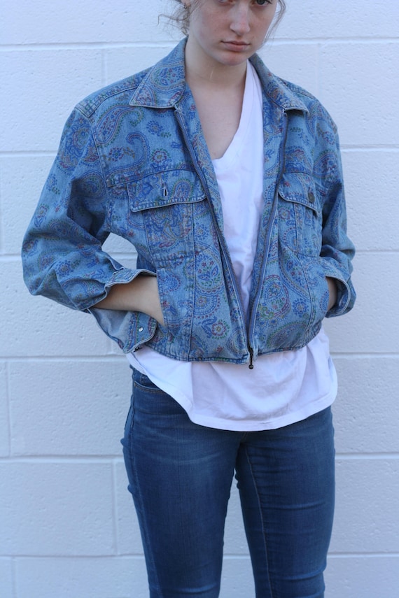 80's Paisley Print Denim Jacket