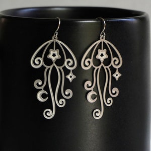 Star/Moon Jellyfish Earrings - silver stainless steel