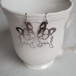 French bulldog earrings - silver