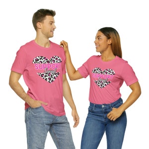 Pink Cancer Ribbon, Pink Cancer Support Squad Shirt,  Pink Leopard Heart Cancer Awareness Unisex Shirt, Breast Cancer Support Shirt