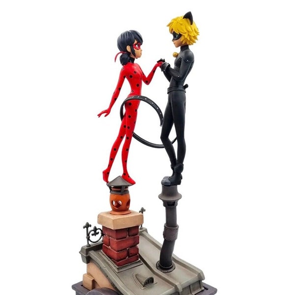 RARE Zag Store Art Resin Limited Edition Miraculous Ladybug and Cat Noir Figure Collectible