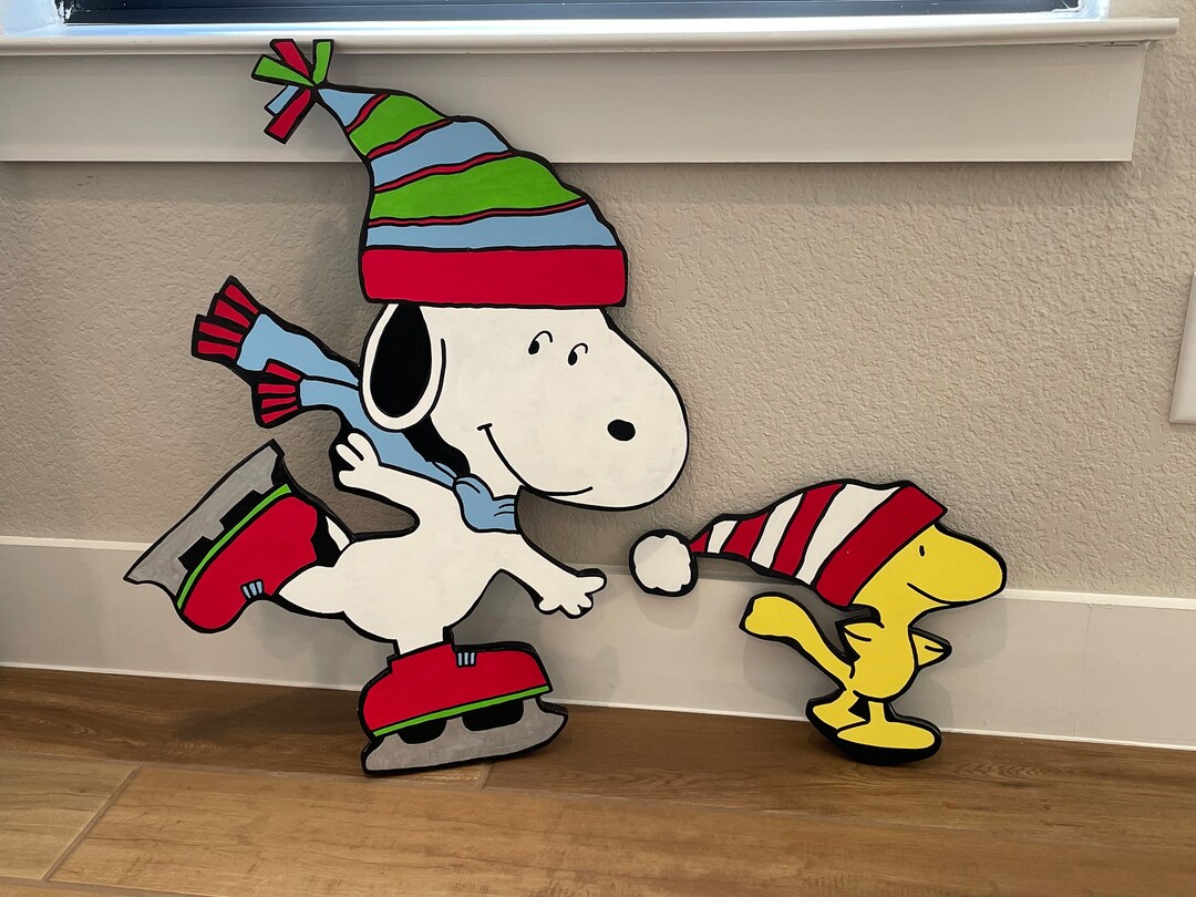 Peanuts Yard Sign Wood Yard Art Snoopy & Woodstock Christmas Etsy