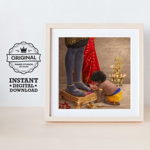 Murugan performing Patha Puja - Printable Hindu Deities Print, Digital Download.