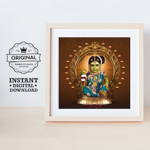 Madurai Meenakshi Amman - Printable Hindu Deities Print, Digital Download.