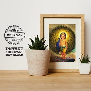 Lord Murugan and Mayura - Printable Hindu Deities Print, Digital Download.