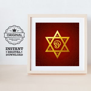 Lord Murugan&#39;s Shatkona Symbol - Printable Hindu Deities Print, Digital Download.