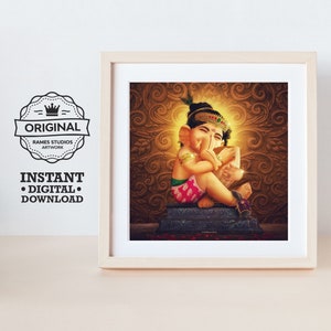 Lord Ganesha and His Mottagam - Printable Hindu Deities Print, Digital Download.