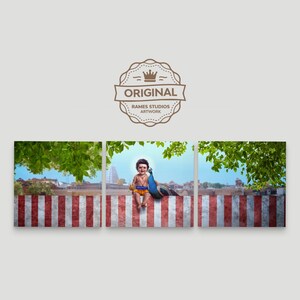 Lord Murugan sitzt auf dem Zaun - Panorama-Serie, druckbare Hindu-Gottheiten-Druck, digitaler Download.