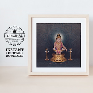 Lord Ayyappa Sitting Position - Printable Hindu Deities Print, Digital Download.