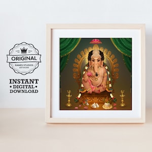 Lord Ganesha during Ganesha Chaturthi - Printable Hindu Deities Print, Digital Download.