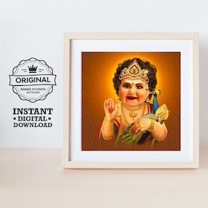 Lord Murugan blessing - Printable Hindu Deities Print, Digital Download.