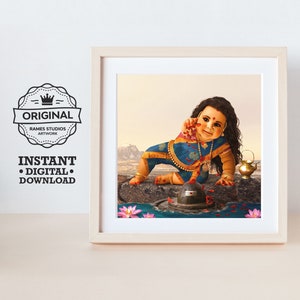 Göttin Kasi Visalakshi - Druckbarer Hindu Gottheiten Druck, Digitaler Download.