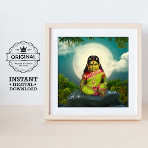 Pachai Amman - Printable Hindu Deities Print, Digital Download.