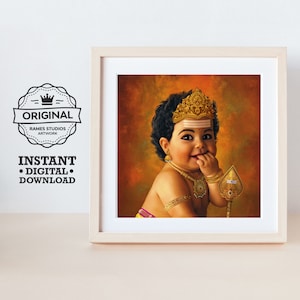 Cute Little Murugan - Printable Hindu Deities Print, Digital Download.