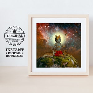 Lord Krishna and the Universe - Printable Hindu Deities Print, Digital Download.