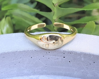 gold face ring, adjustable statement ring, gold signet, silver 925, portrait slim ring, minimal gold ring, everyday ring, stackable ring