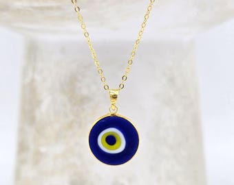 Handmade blue Evil Eye 14K Gold Filled Necklace