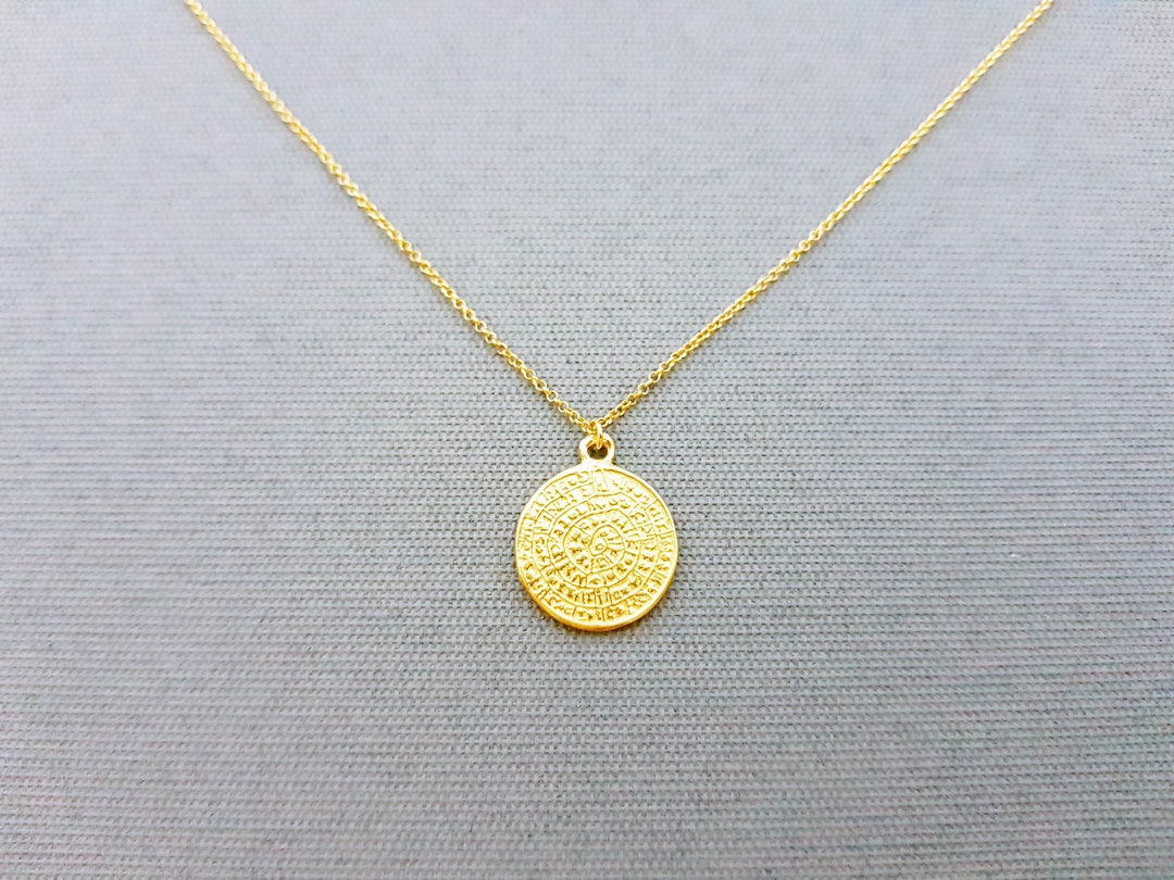 18mm Phaistos Disc Necklace Disc Necklace Coin Necklace - Etsy