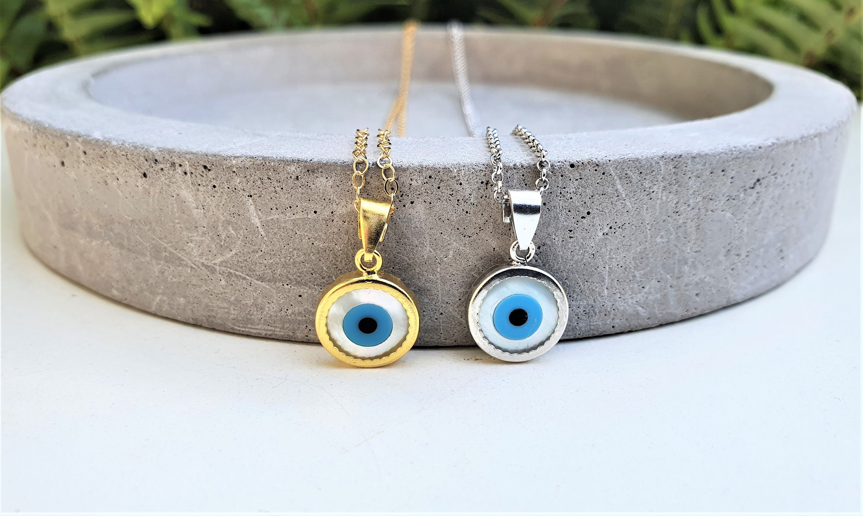 Evil eye necklace mother of pearl evil eye 14k gold filled Etsy
