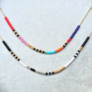 miyuki delicate necklace, bead necklace, tiny bead choker, morse code necklace, thin necklace, delicate chain, minimalist necklace, dainty