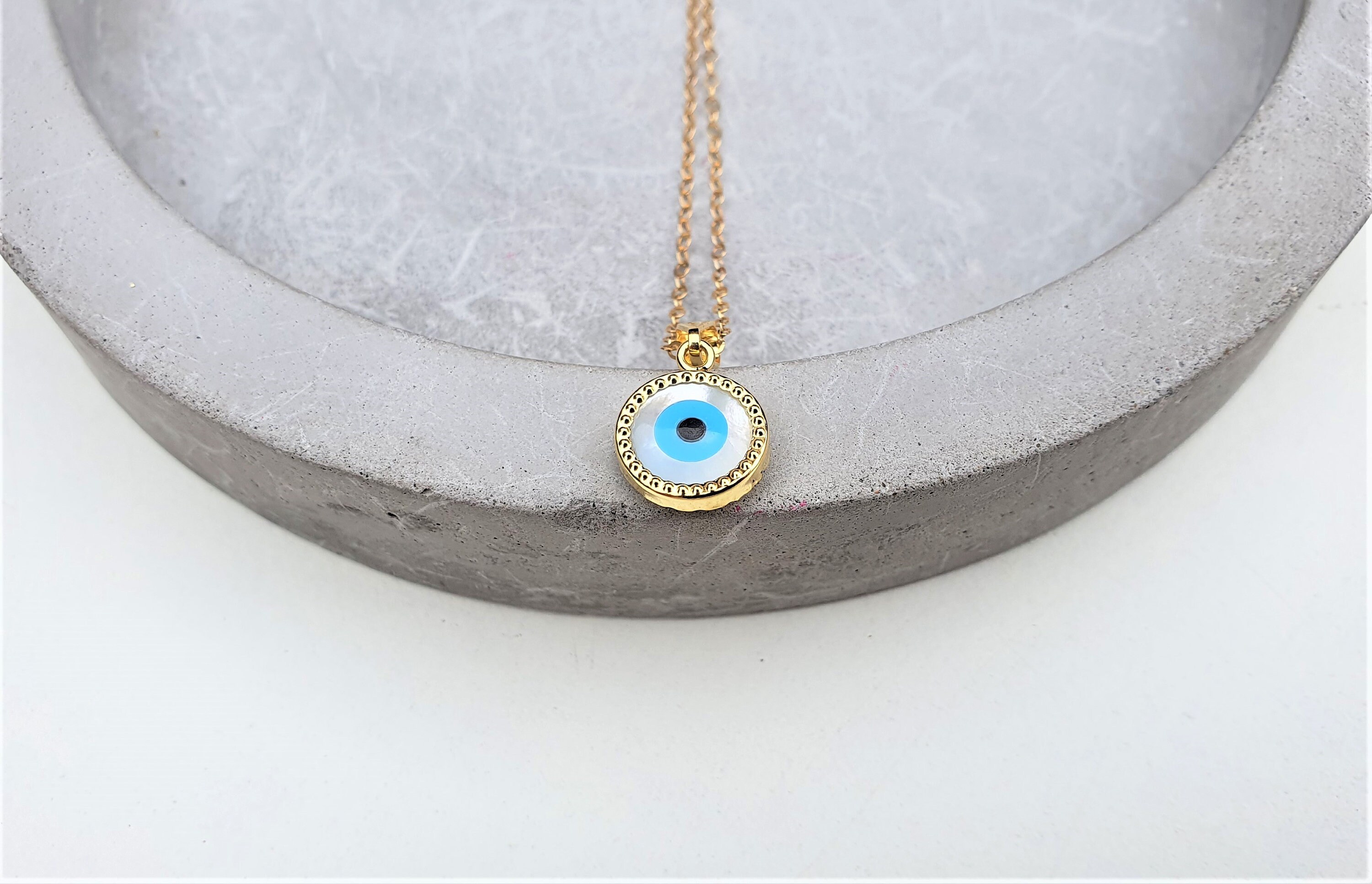 Evil Eye Necklace Mother of Pearl Evil Eye 14k Gold Filled Etsy
