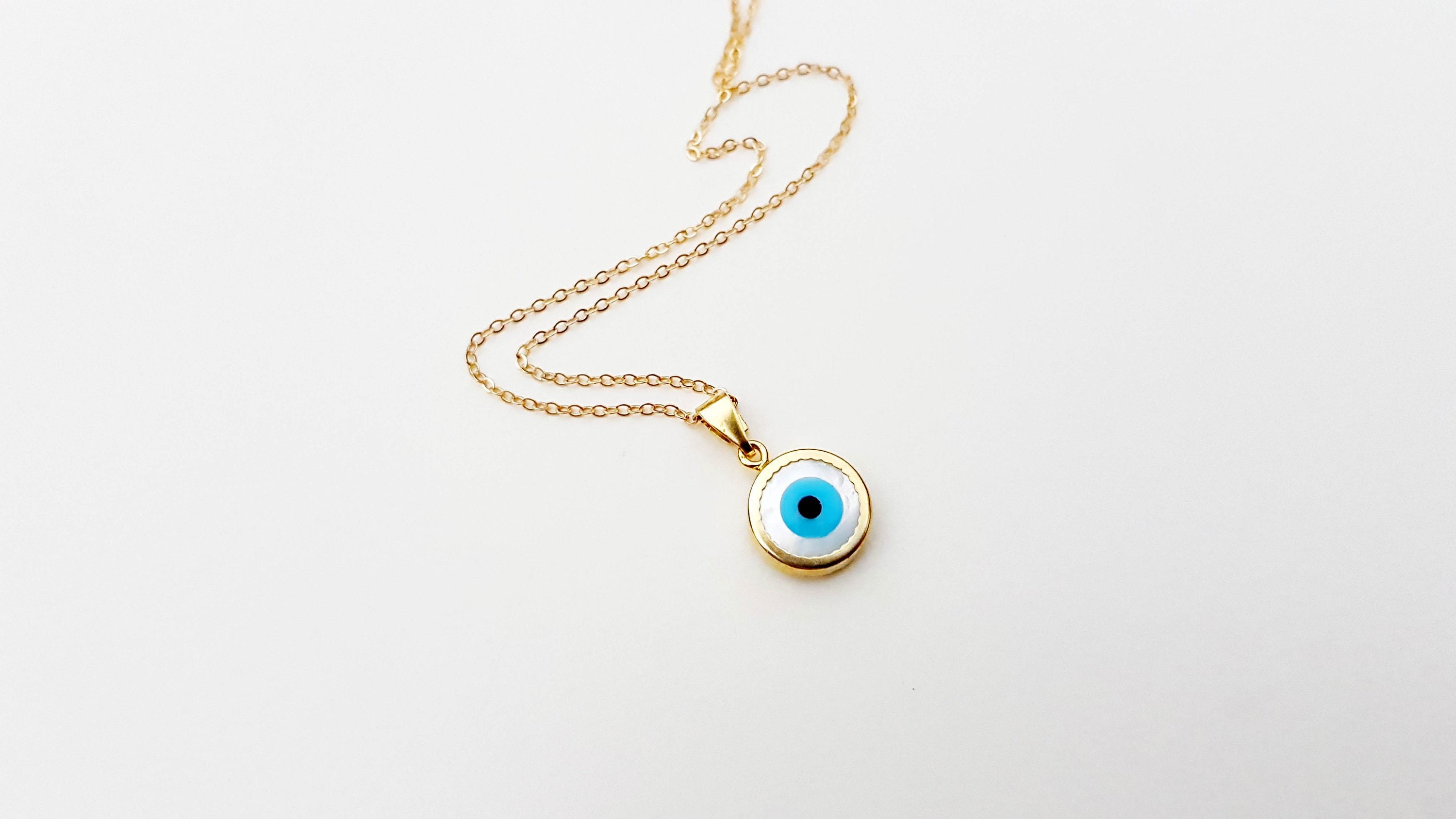Evil eye necklace mother of pearl evil eye 14k gold filled Etsy