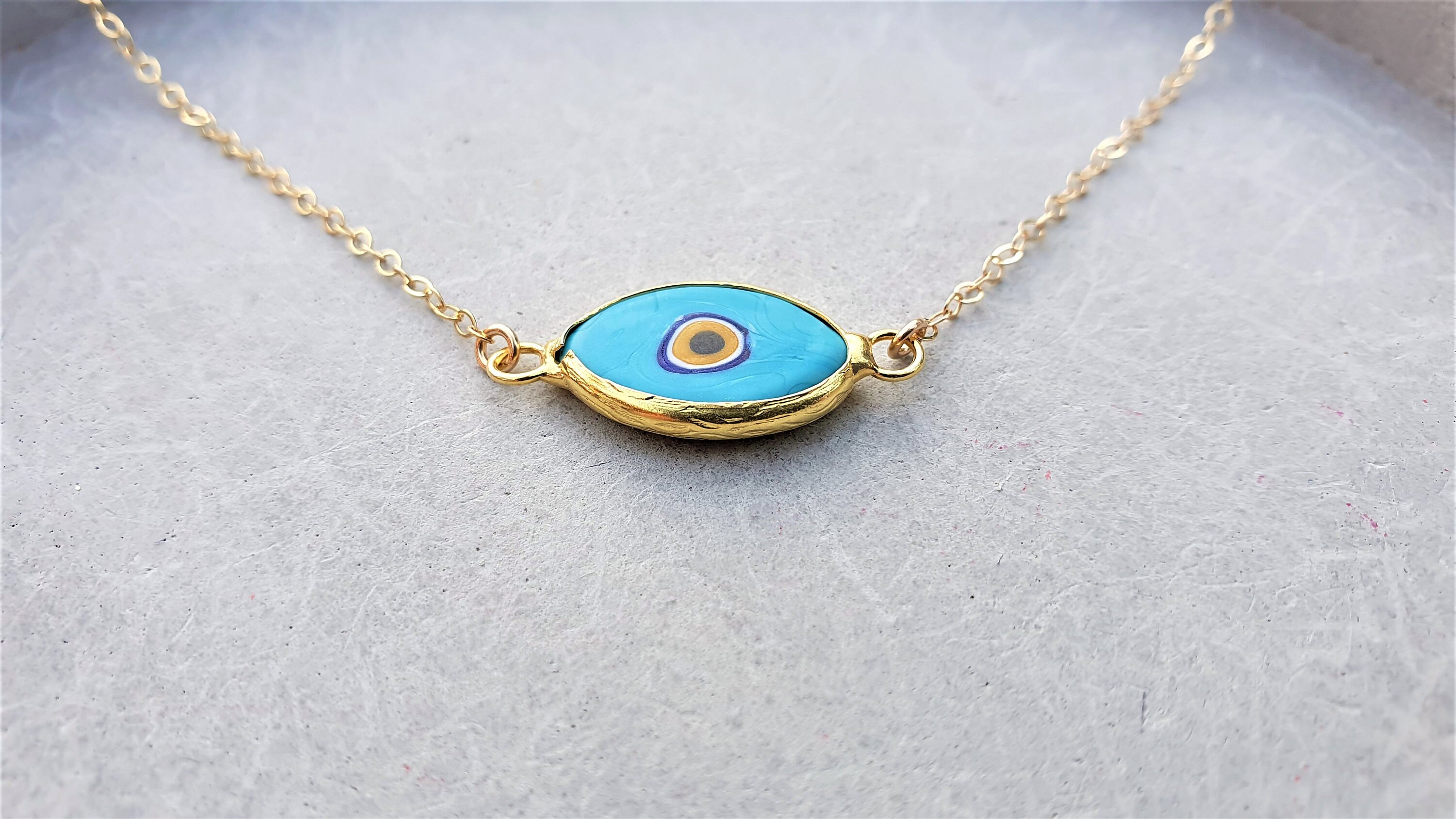 Clio Evil Eye Gold Plated Necklace Turquoise - Bara Boheme main image 1