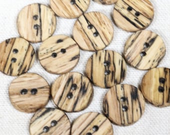 small Spalted oak shirt buttons, classic hard wooden buttons, dress shirt buttons, buttons for hats, buttons for clothing