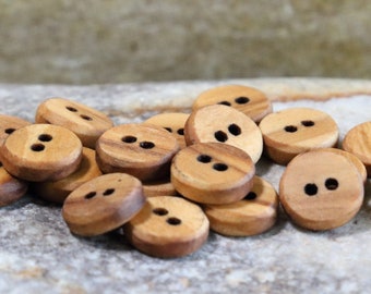 Tiny 9mm Olive Wood shirt buttons, classic exotic hardwood  buttons, dress shirt buttons, buttons for hats, buttons for baby clothes
