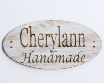 handmade item tags, Wood labels, crochet labels, custom project tags, sew in knitting labels, custom wood tags, wood garment tags