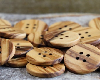 3/4 inch diameter olive wood wooden button, shirt button, custom wood button, custom garment button, oversized button, rustic craft buttons