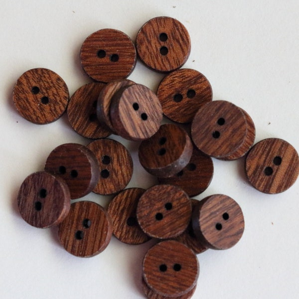 small mahogany Wood shirt buttons, classic wooden buttons, dress shirt buttons, buttons for hats, buttons for clothing 13mm buttons