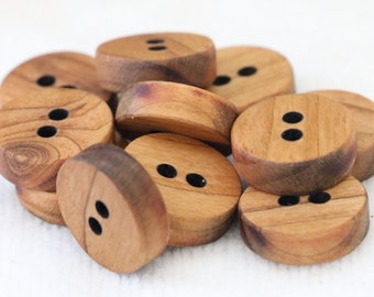 3/4 inch cherry hardwood buttons, mid size buttons, buttons for coats, buttons for crafts, buttons for sewing, Eco friendly sustainable