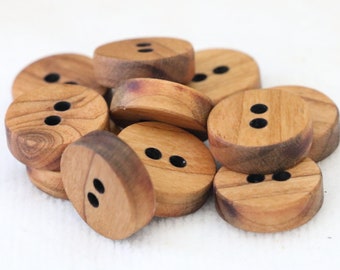 3/4 inch cherry hardwood buttons, mid size buttons, buttons for coats, buttons for crafts, buttons for sewing, Eco friendly sustainable