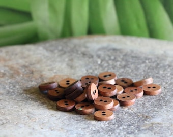 Tiny 9mm applewood shirt buttons, wooden buttons, dress shirt buttons, womens clothing buttons,  cuff buttons, baby cloth buttons