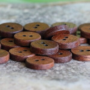 small Brazilian Cherry Wood shirt buttons, classic wooden buttons, dress shirt buttons, buttons for hats, buttons for clothing 13mm buttons